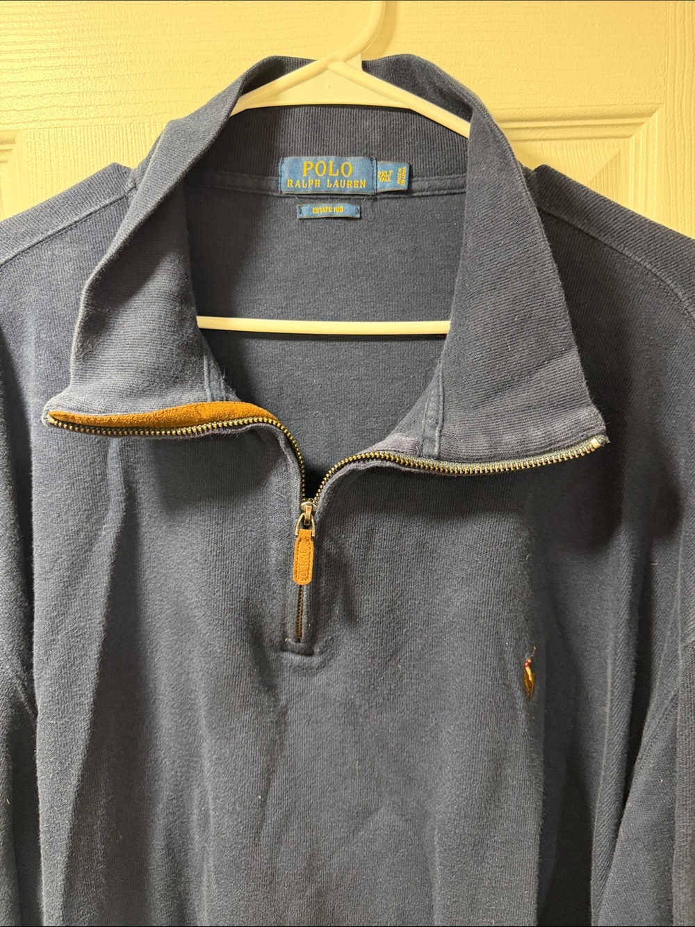 Polo by Ralph Lauren Navy Half-Zip Sweater with Tan Accents